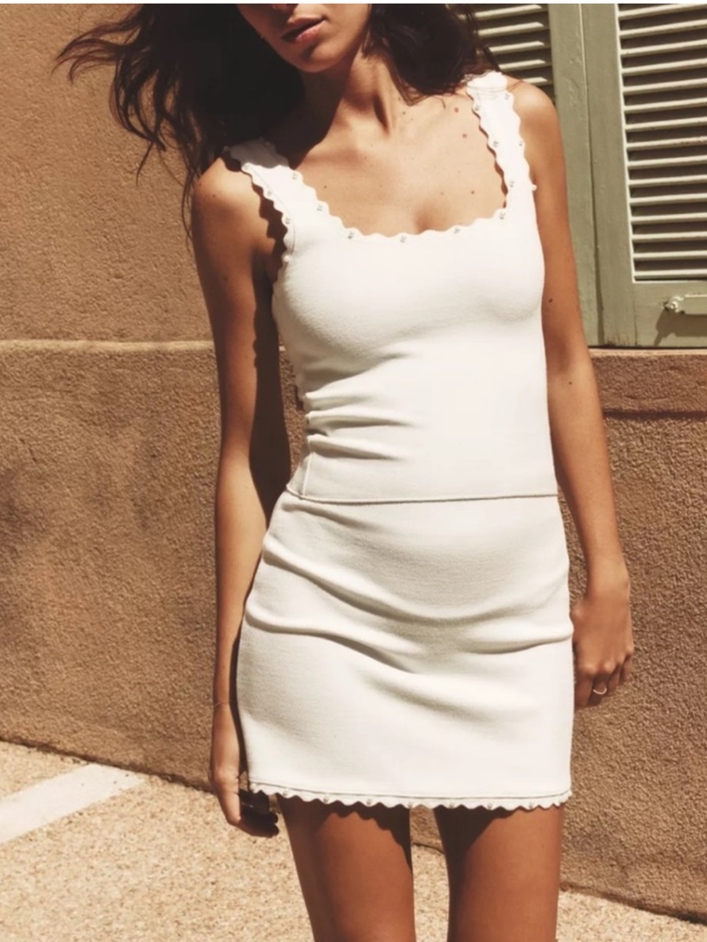Zara Pearl knit mini skirt in oyster white